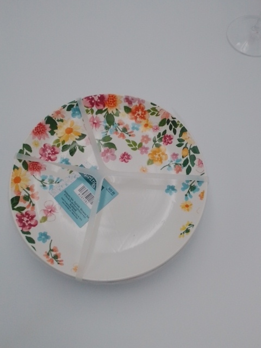 Floral Pattern Divided Serving Plate - White with Multicolor Flowers